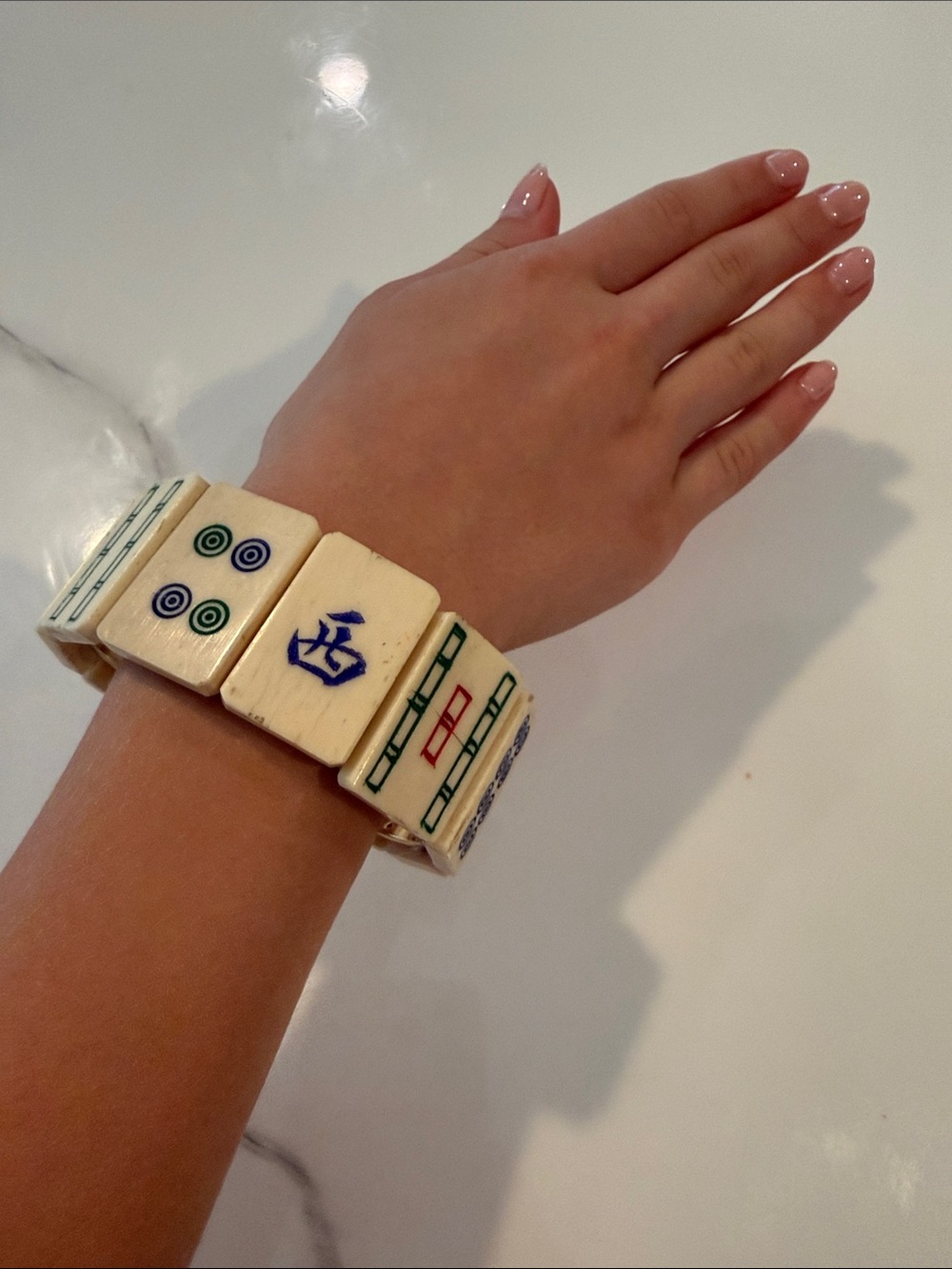 Bone Mahjong Tile Bracelet
